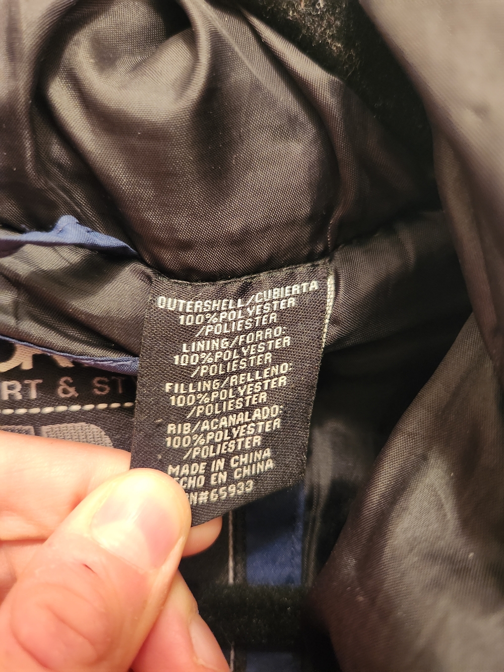 Distortion Men’s Navy Quilted Hooded Jacket Size XL - Picture 4 of 6